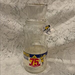 Planters Mr Peanut 75 Birthday Jar with ORIGINAL RARE VINTAGE label and tag!